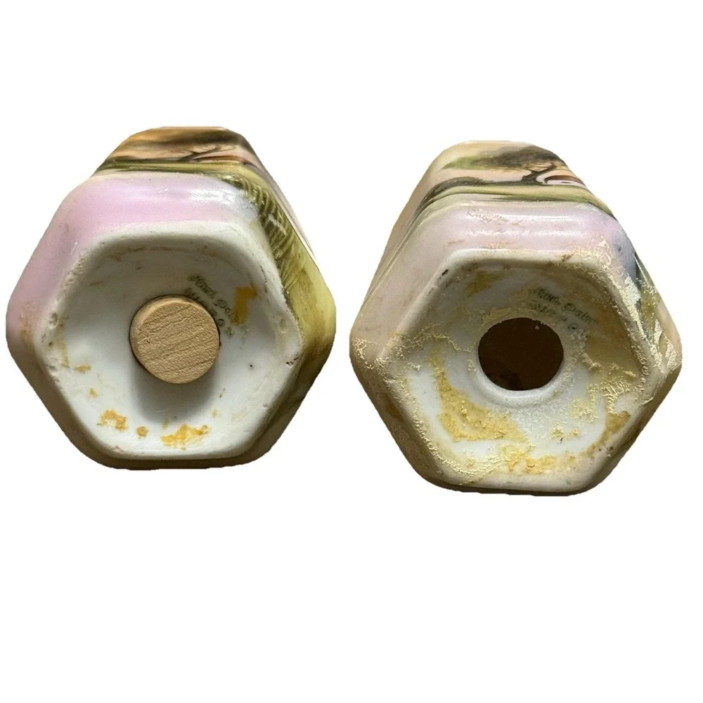 Vintage Nippon Hand Painted Japan Salt Pepper Shakers Cottage Landscape